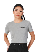 เสื้อยืดแขนสั้นผู้หญิง คอลเลคชั่น EVERYDAY WITH WRANGLER CROPPED FIT สีเทา