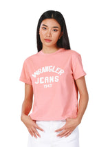 เสื้อยืดแขนสั้นผู้หญิง คอลเลคชั่น EVERYDAY WITH WRANGLER RELAXED FIT สีชมพู-ส้ม