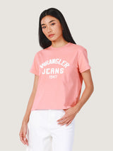 เสื้อยืดแขนสั้นผู้หญิง คอลเลคชั่น EVERYDAY WITH WRANGLER RELAXED FIT สีชมพู-ส้ม