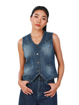 เสื้อกั๊กผู้หญิง คอลเลคชั่น EVERYDAY WITH WRANGLER สียีนส์เข้ม