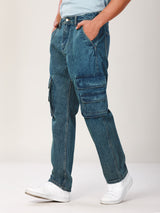 กางเกงยีนส์ผู้ชาย คอลเลคชั่น EVERYDAY WITH WRANGLER FRONTIER FIT เอวกลาง ทรงกระบอก สียีนส์กลาง