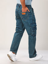 กางเกงยีนส์ผู้ชาย คอลเลคชั่น EVERYDAY WITH WRANGLER FRONTIER FIT เอวกลาง ทรงกระบอก สียีนส์กลาง