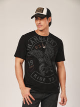 เสื้อยืดแขนสั้นผู้ชาย ทรงตรง สีดำ