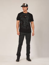 เสื้อยืดแขนสั้นผู้ชาย ทรงตรง สีดำ