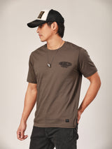 เสื้อยืดแขนสั้นผู้ชาย ทรงตรง สีน้ำตาล