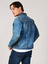 เสื้อแจ็คเก็ตผู้ชาย คอลเลคชั่น BIKER LOOK ทรงตรง สียีนส์กลาง
