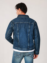 REGULAR FIT BIKER LOOK COLLECTION MEN'S DENIM JACKET MID INDIGO