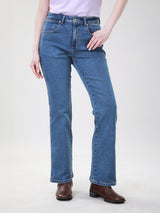 BOOTCUT FIT HIGH RISE REGULAR-BOOTCUT WOMEN'S JEANS MID INDIGO