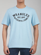 เสื้อยืดแขนสั้นผู้ชาย ทรงตรง สีฟ้า