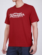 เสื้อยืดแขนสั้นผู้ชาย ทรงตรง สีแดง