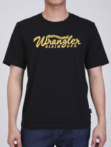 เสื้อยืดแขนสั้นผู้ชาย ทรงตรง สีดำ