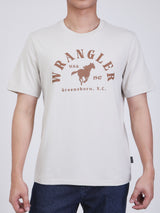 เสื้อยืดแขนสั้นผู้ชาย ทรงตรง สีเบจ