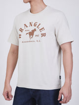 เสื้อยืดแขนสั้นผู้ชาย ทรงตรง สีเบจ