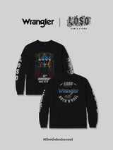 เสื้อยืดแขนยาวผู้ชาย คอลเลคชั่น WRANGLER X LOSO ทรงตรง สีดำ