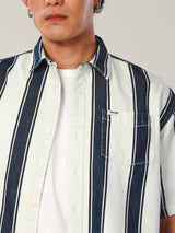REGULAR FIT EVERYDAY WITH WRANGLER COLLECTION MEN'S SHIRT SHORT SLEEVE BLUE STRIPE