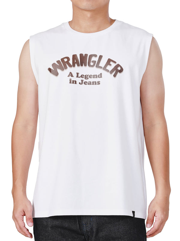 REGULAR FIT MEN'S SLEEVELESS TEE WHITE