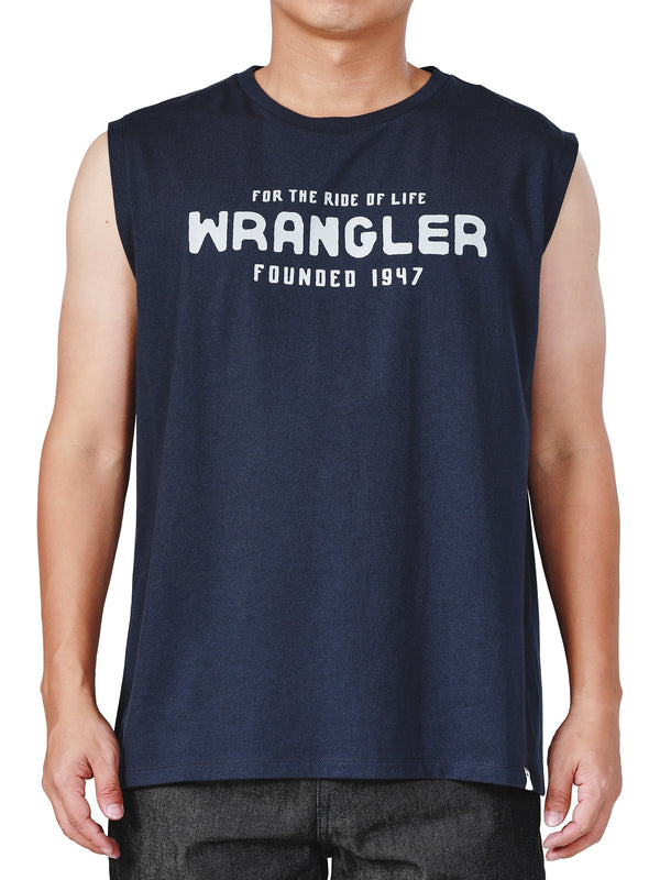 REGULAR FIT MEN'S SLEEVELESS TEE NAVY