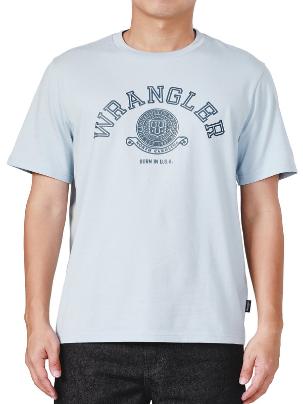 เสื้อยืดแขนสั้นผู้ชาย ทรงตรง สีฟ้า