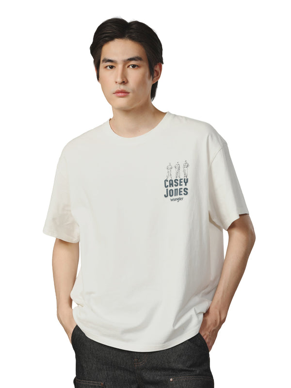 เสื้อยืดแขนสั้นผู้ชาย คอลเลคชั่น CASEY JONES OVERSIZE FIT สีครีม
