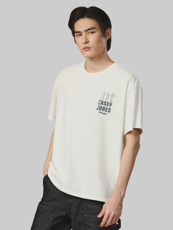 เสื้อยืดแขนสั้นผู้ชาย คอลเลคชั่น CASEY JONES OVERSIZE FIT สีครีม