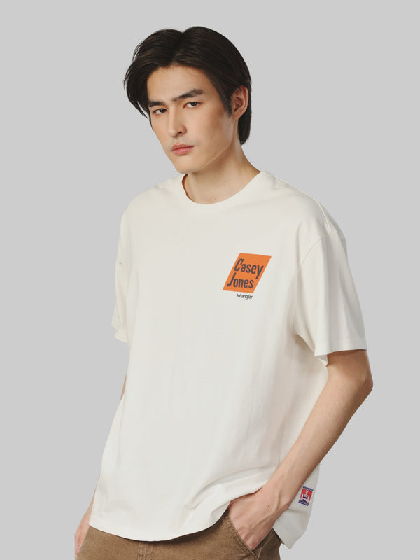 เสื้อยืดแขนสั้นผู้ชาย คอลเลคชั่น CASEY JONES OVERSIZE FIT สีครีม