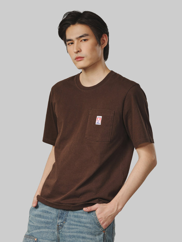 เสื้อยืดแขนสั้นผู้ชาย คอลเลคชั่น CASEY JONES ทรงตรง สีน้ำตาล