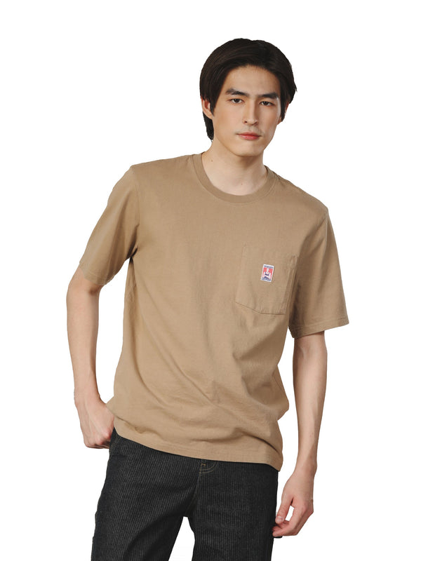 เสื้อยืดแขนสั้นผู้ชาย คอลเลคชั่น CASEY JONES ทรงตรง สีเบจ