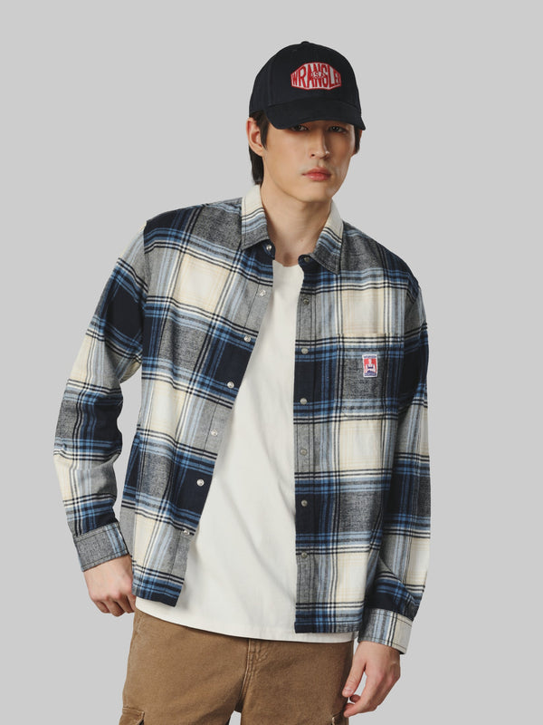 เสื้อเชิ้ตแขนยาวผู้ชาย คอลเลคชั่น CASEY JONES ทรงตรง สีกรมท่า