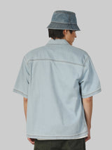 OVERSIZE FIT CASEY JONES COLLECTION MEN'S DENIM SHIRT SHORT SLEEVES LIGHT INDIGO