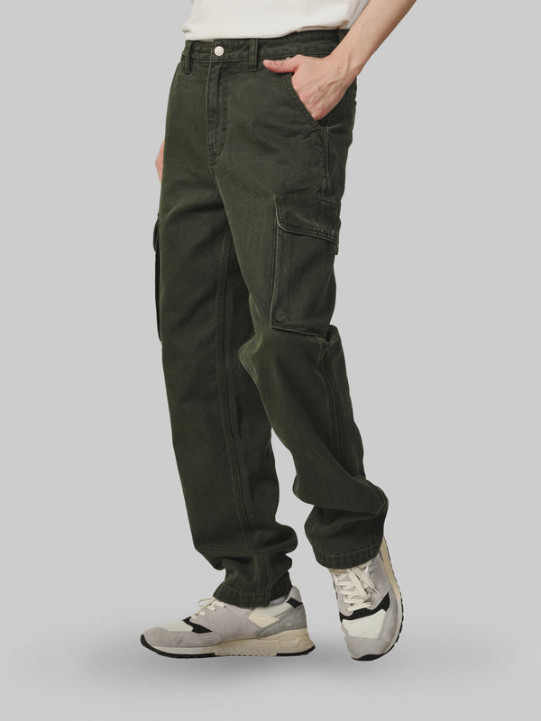 กางเกงขายาวผู้ชาย คอลเลคชั่น CASEY JONES CARGO FIT เอวกลาง ทรงตรง สีเขียวมะกอก