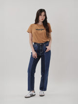 เสื้อยืดแขนสั้นผู้หญิง คอลเลคชั่น EVERYDAY WITH WRANGLER ทรงตรง สีเบจ