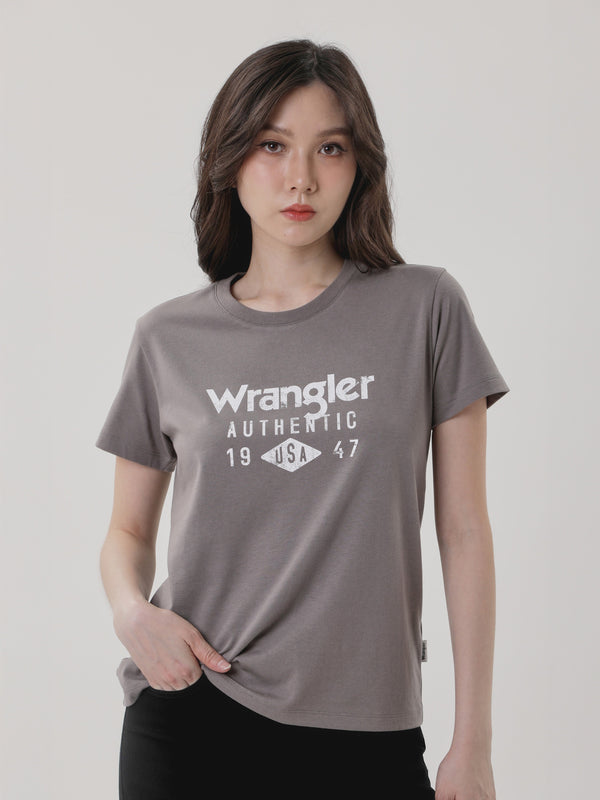 เสื้อยืดแขนสั้นผู้หญิง ทรงตรง สีเทา