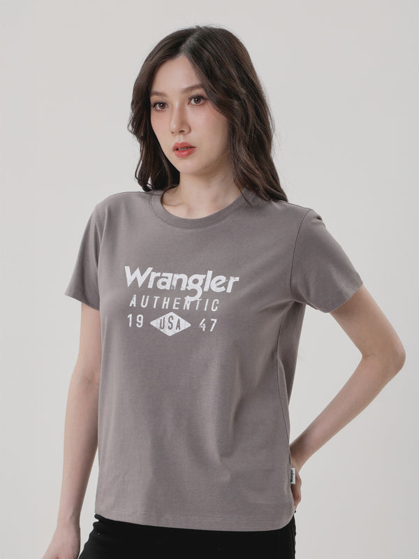 เสื้อยืดแขนสั้นผู้หญิง ทรงตรง สีเทา