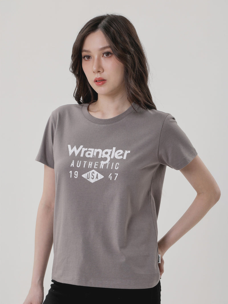 เสื้อยืดแขนสั้นผู้หญิง ทรงตรง สีเทา