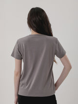เสื้อยืดแขนสั้นผู้หญิง ทรงตรง สีเทา