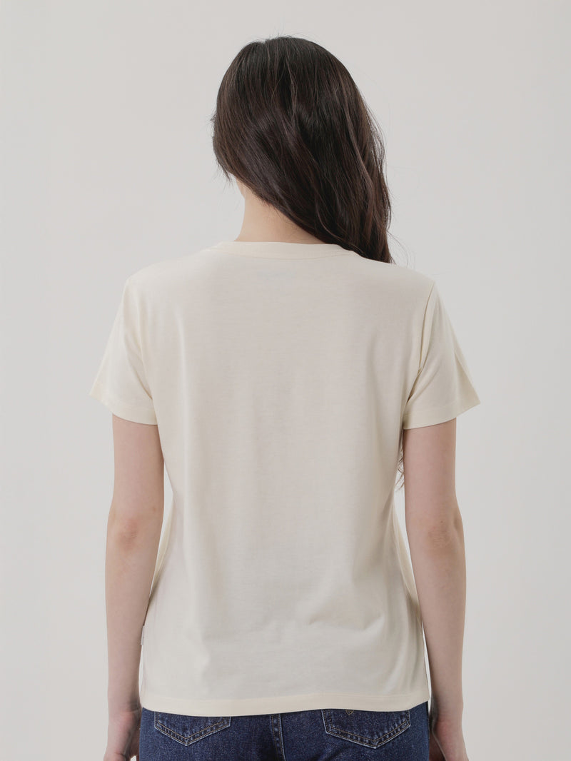 เสื้อยืดแขนสั้นผู้หญิง ทรงตรง สีเหลือง