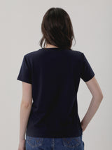 เสื้อยืดแขนสั้นผู้หญิง ทรงตรง สีกรมท่า