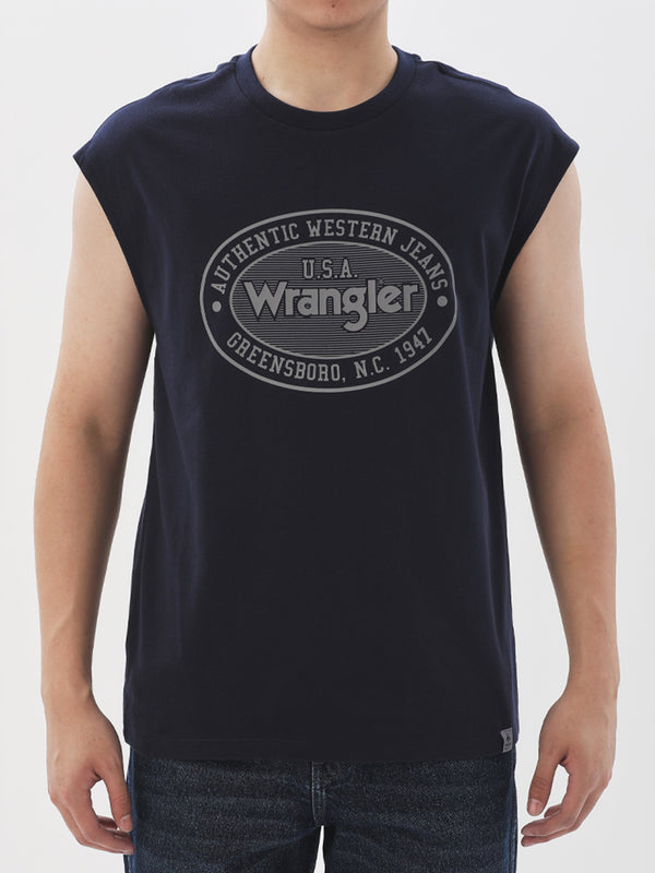 REGULAR FIT MEN'S SLEEVELESS T-SHIRT NAVY