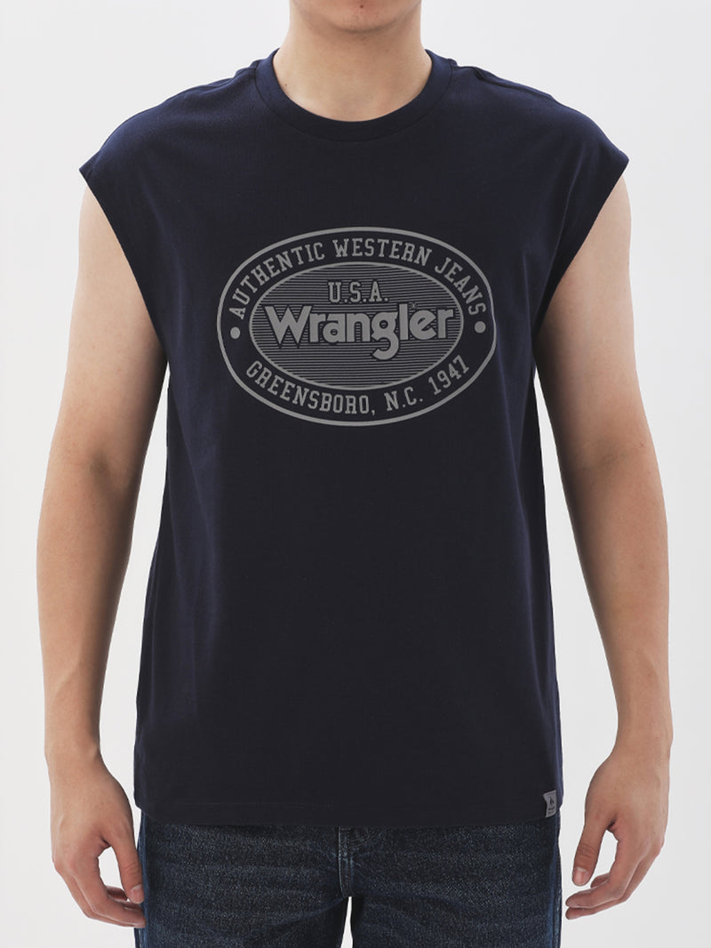 REGULAR FIT MEN'S SLEEVELESS T-SHIRT NAVY