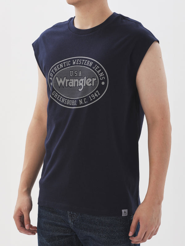 REGULAR FIT MEN'S SLEEVELESS T-SHIRT NAVY