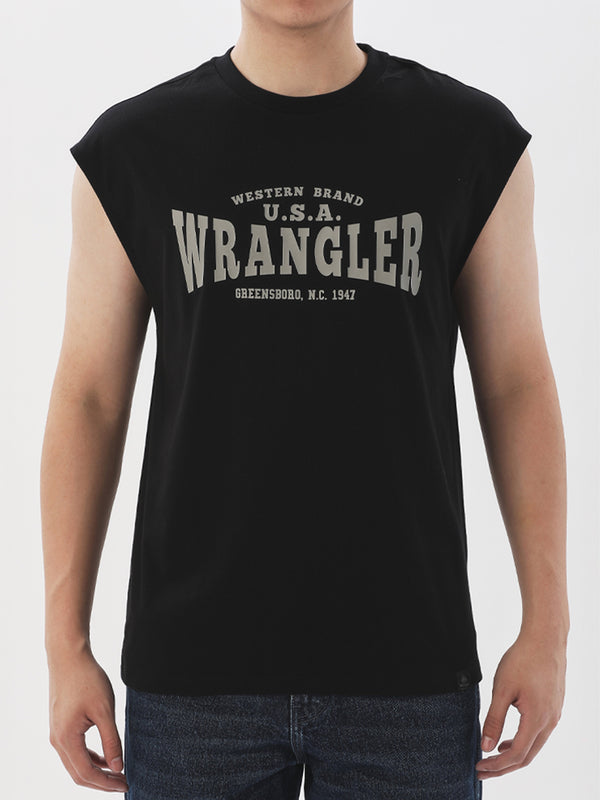 REGULAR FIT MEN'S SLEEVELESS T-SHIRT BLACK