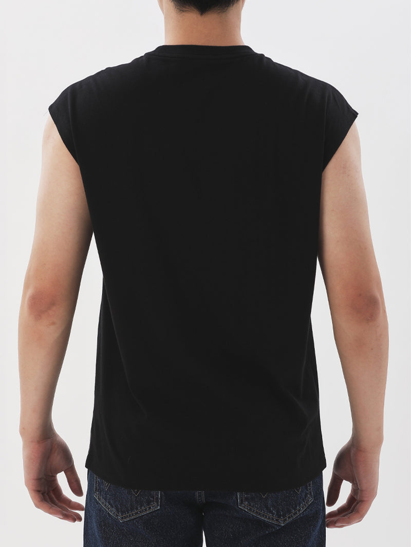 REGULAR FIT MEN'S SLEEVELESS T-SHIRT BLACK