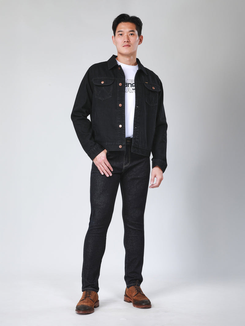 เสื้อแจ็คเก็ตผู้ชาย ทรงตรง สีดำ