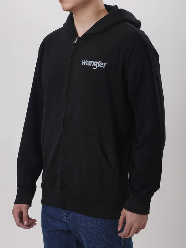 เสื้อฮู้ดดี้มีซิปผู้ชาย ทรงตรง สีดำ