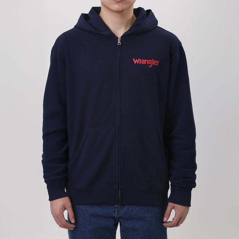 เสื้อฮู้ดดี้มีซิปผู้ชาย ทรงตรง สีกรมท่า