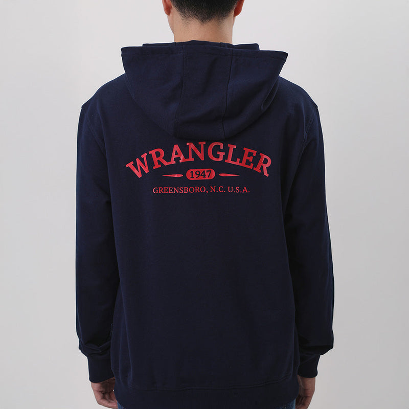 เสื้อฮู้ดดี้มีซิปผู้ชาย ทรงตรง สีกรมท่า