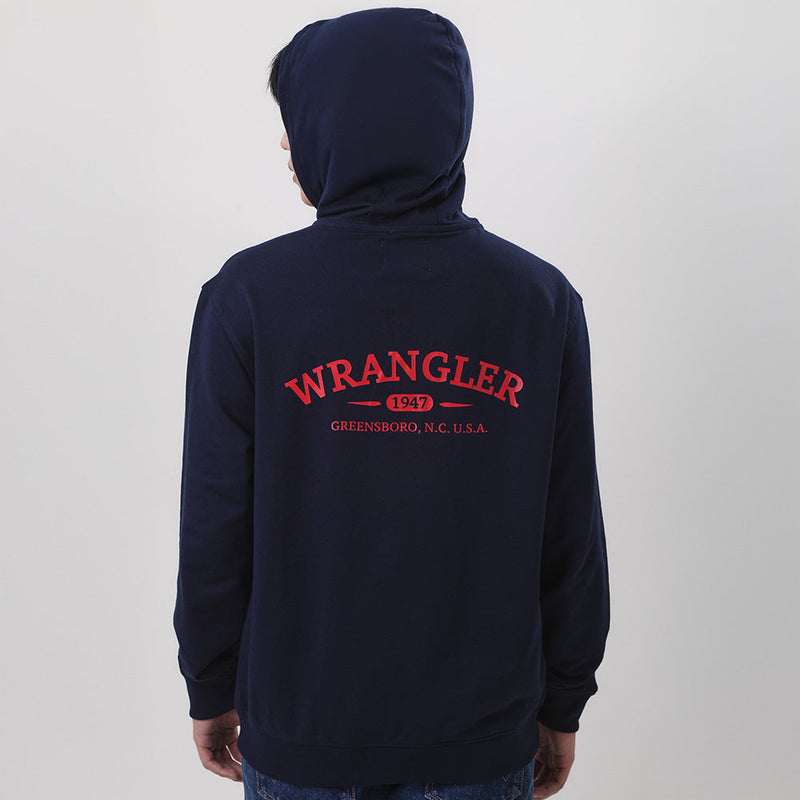 เสื้อฮู้ดดี้มีซิปผู้ชาย ทรงตรง สีกรมท่า