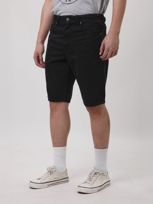 TEXAS SHORTS FIT MID RISE MEN'S DENIM SHORT BLACK