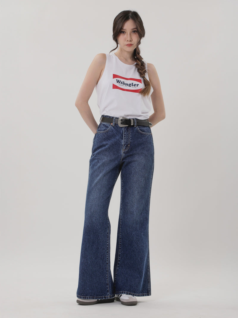 เสื้อยืดแขนกุดผู้หญิง คอลเลคชั่น EVERYDAY WITH WRANGLER COMFORT FIT สีขาว