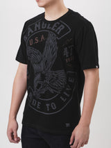 เสื้อยืดแขนสั้นผู้ชาย ทรงตรง สีดำ